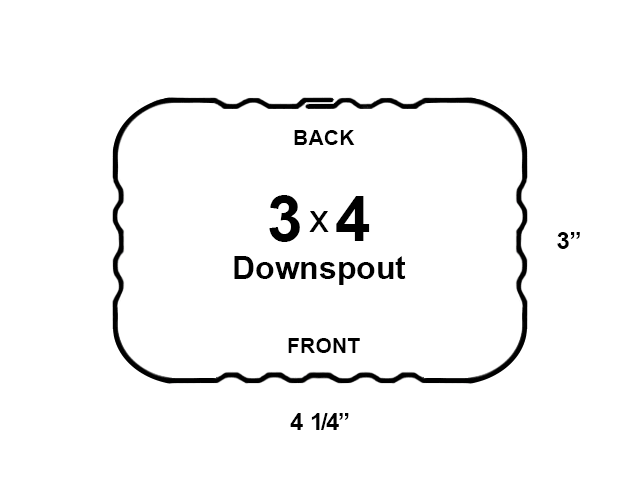 actual 3x4 downspout dimensions are 3 x 4 1/4 inches